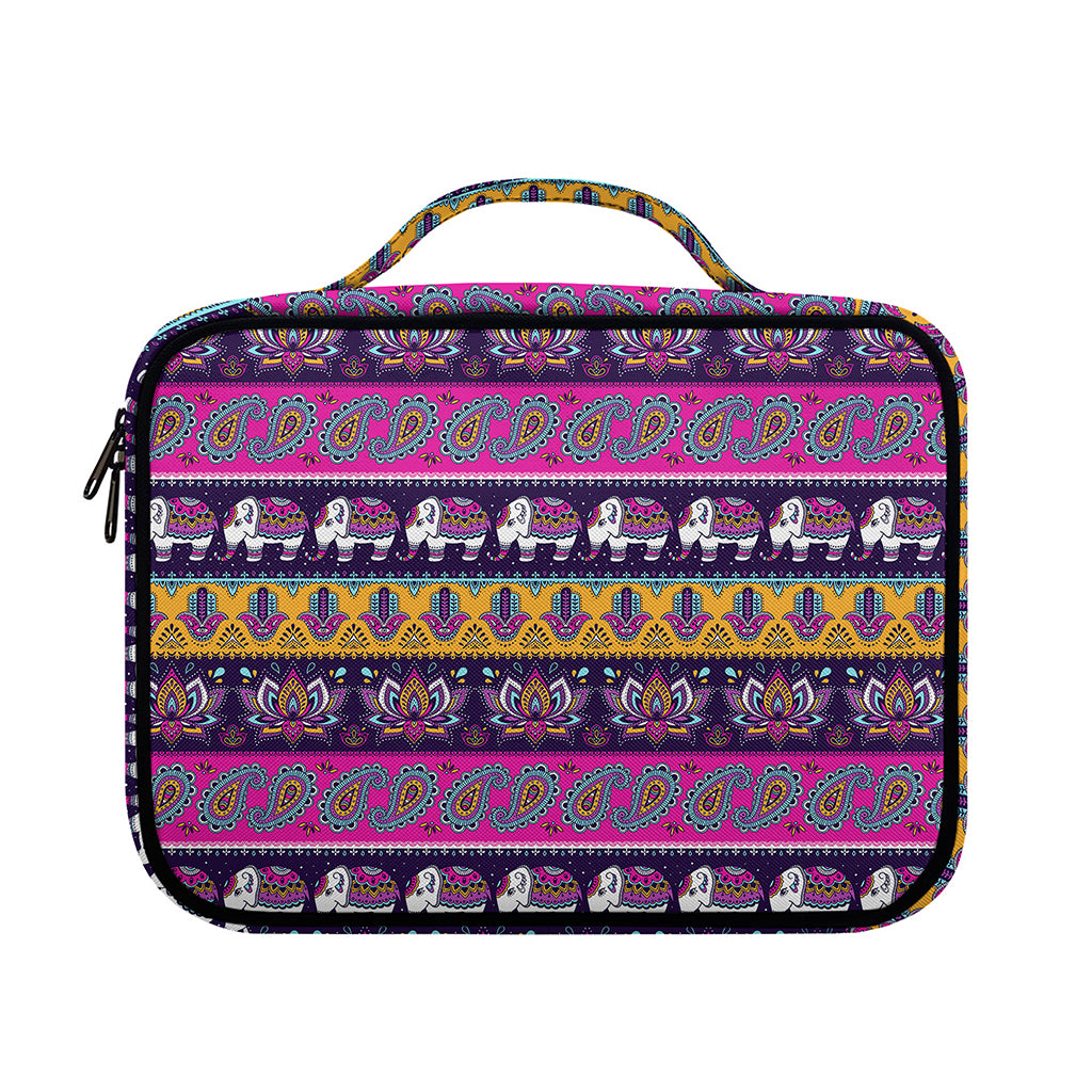 Paisley Elephant Hamsa Pattern Print Briefcase Bible Bag