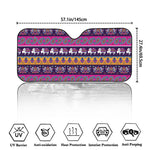 Paisley Elephant Hamsa Pattern Print Car Windshield Sun Shade