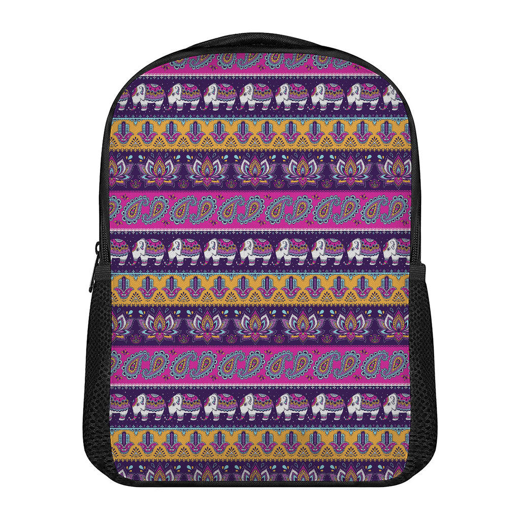 Paisley Elephant Hamsa Pattern Print Casual Backpack