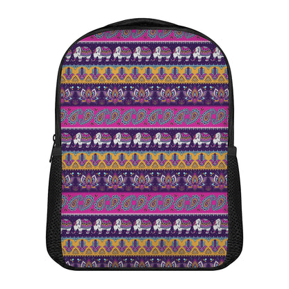 Paisley Elephant Hamsa Pattern Print Casual Backpack