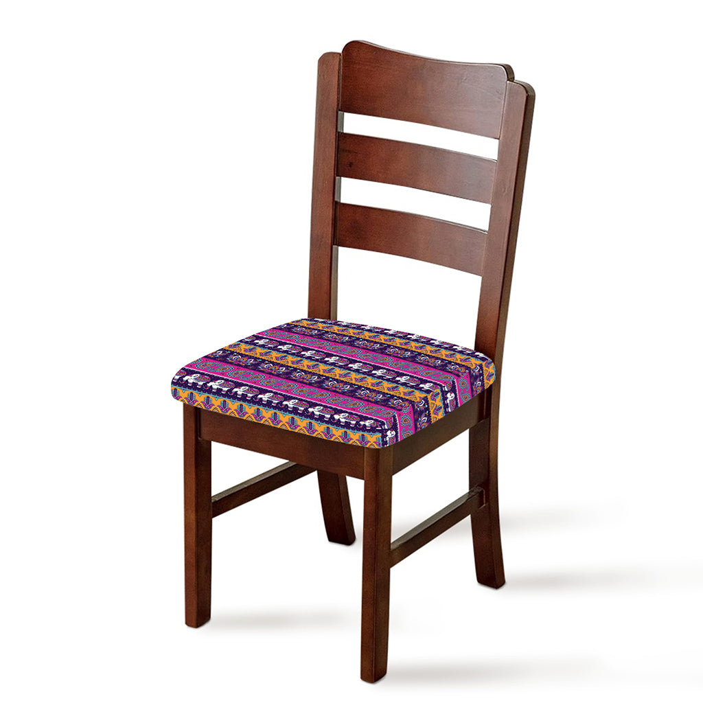 Paisley Elephant Hamsa Pattern Print Chair Cushion Cover