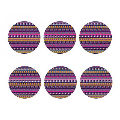 Paisley Elephant Hamsa Pattern Print Coaster Set