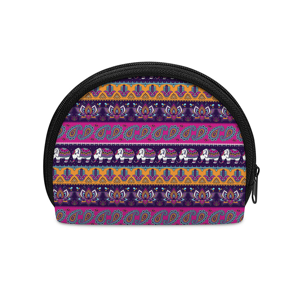 Paisley Elephant Hamsa Pattern Print Coin Purse