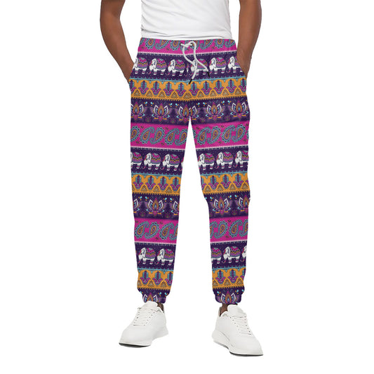 Paisley Elephant Hamsa Pattern Print Cotton Pants