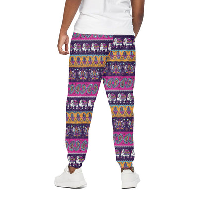 Paisley Elephant Hamsa Pattern Print Cotton Pants
