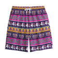 Paisley Elephant Hamsa Pattern Print Cotton Shorts