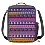 Paisley Elephant Hamsa Pattern Print Crossbody Lunch Bag