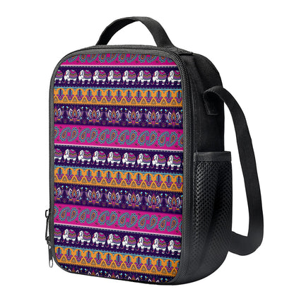 Paisley Elephant Hamsa Pattern Print Crossbody Lunch Bag