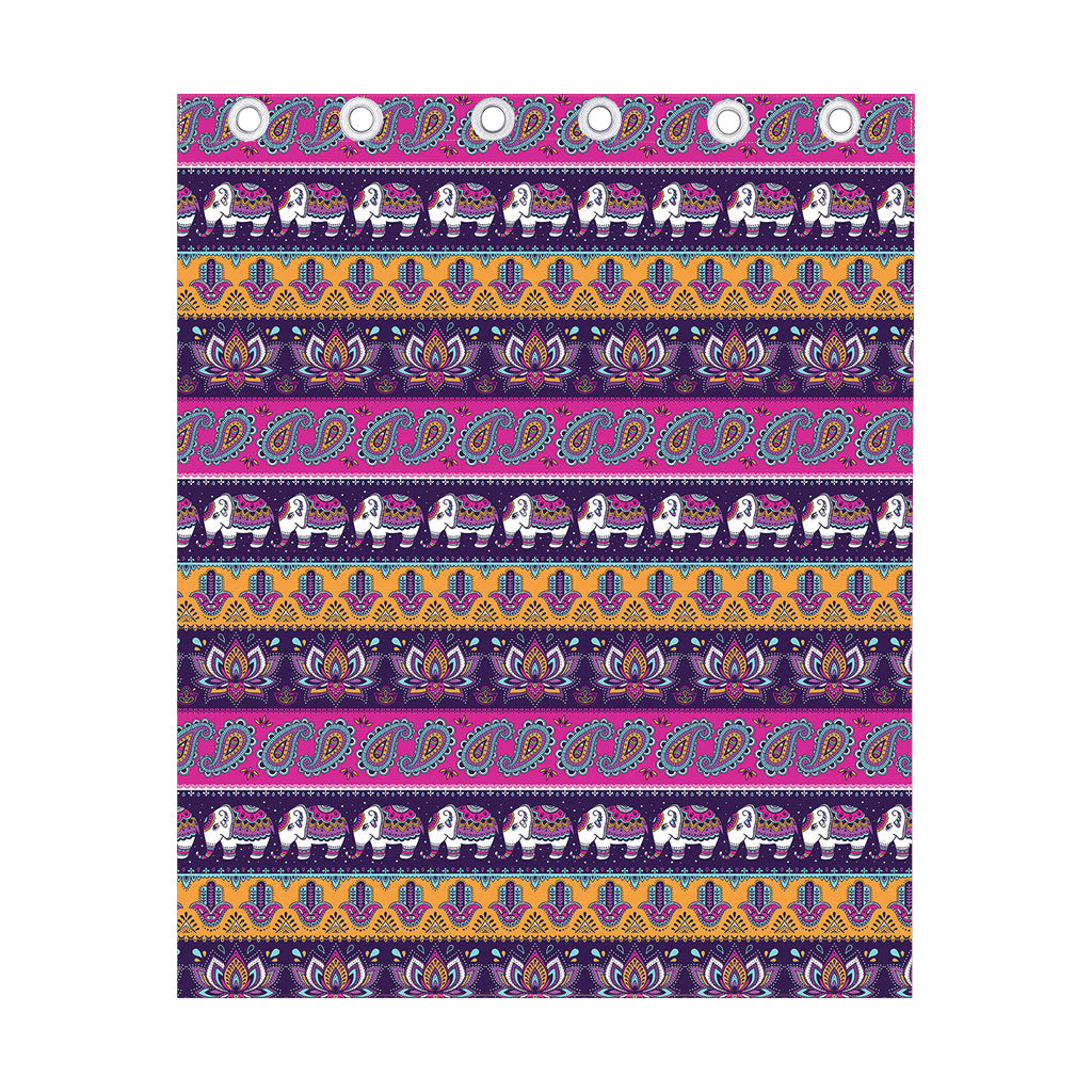 Paisley Elephant Hamsa Pattern Print Curtain