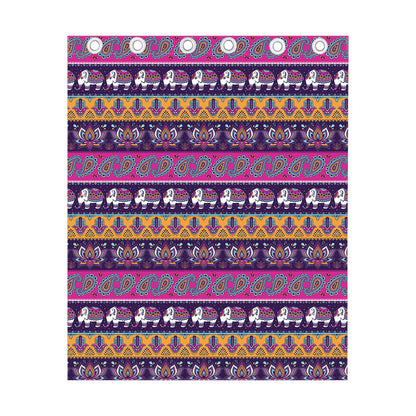 Paisley Elephant Hamsa Pattern Print Curtain
