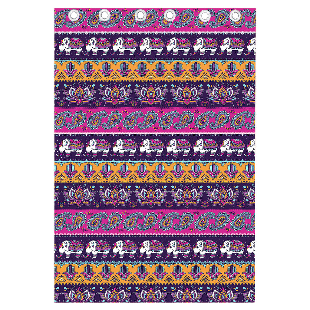 Paisley Elephant Hamsa Pattern Print Curtain