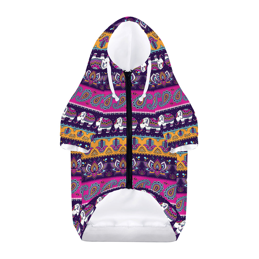 Paisley Elephant Hamsa Pattern Print Dog Zip Up Hoodie
