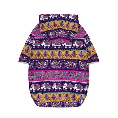 Paisley Elephant Hamsa Pattern Print Dog Zip Up Hoodie