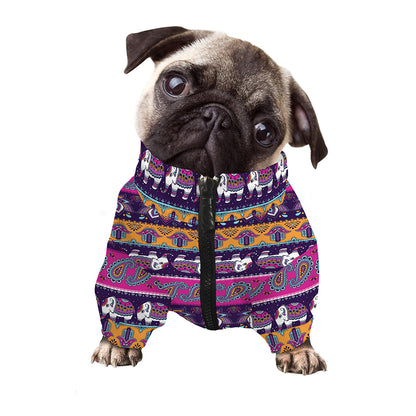 Paisley Elephant Hamsa Pattern Print Dog Zip Up Jacket