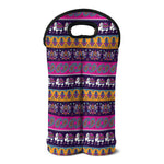 Paisley Elephant Hamsa Pattern Print Double Neoprene Wine Tote