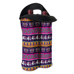Paisley Elephant Hamsa Pattern Print Double Neoprene Wine Tote