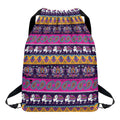Paisley Elephant Hamsa Pattern Print Drawstring Backpack