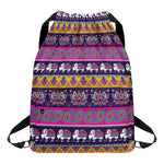 Paisley Elephant Hamsa Pattern Print Drawstring Backpack