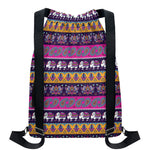 Paisley Elephant Hamsa Pattern Print Drawstring Backpack