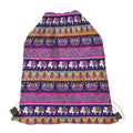 Paisley Elephant Hamsa Pattern Print Drawstring Bag