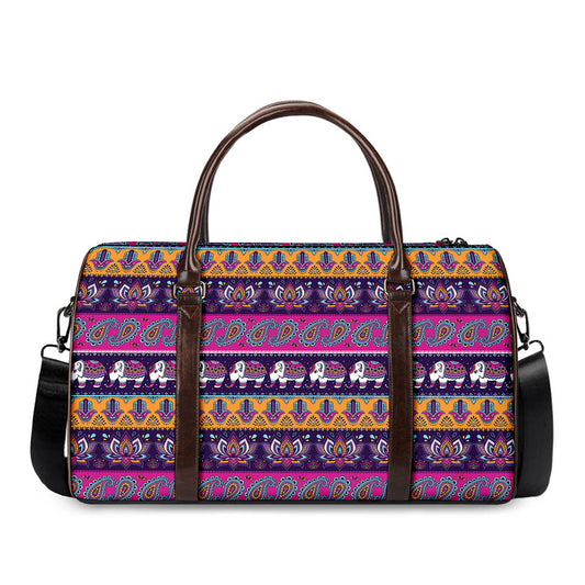 Paisley Elephant Hamsa Pattern Print Duffle Bag