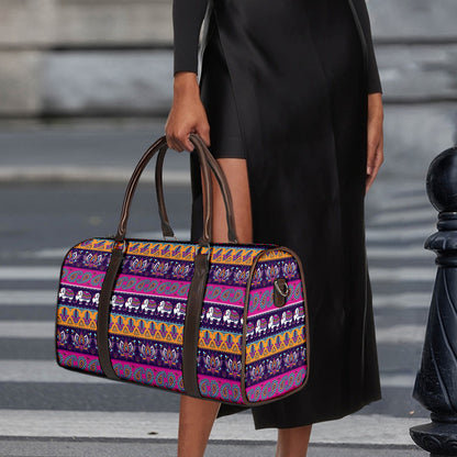 Paisley Elephant Hamsa Pattern Print Duffle Bag