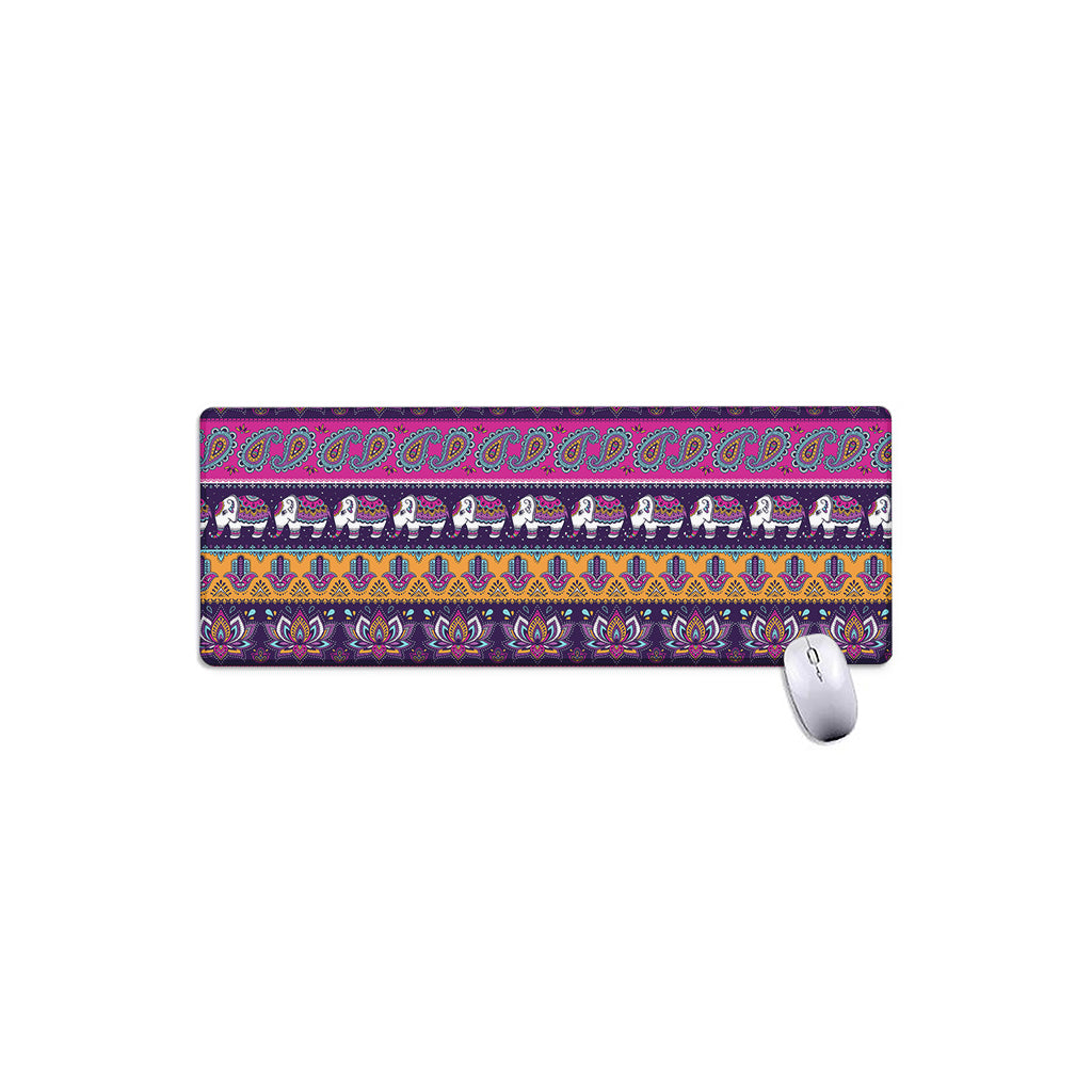 Paisley Elephant Hamsa Pattern Print Extended Mouse Pad