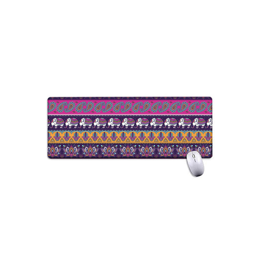 Paisley Elephant Hamsa Pattern Print Extended Mouse Pad