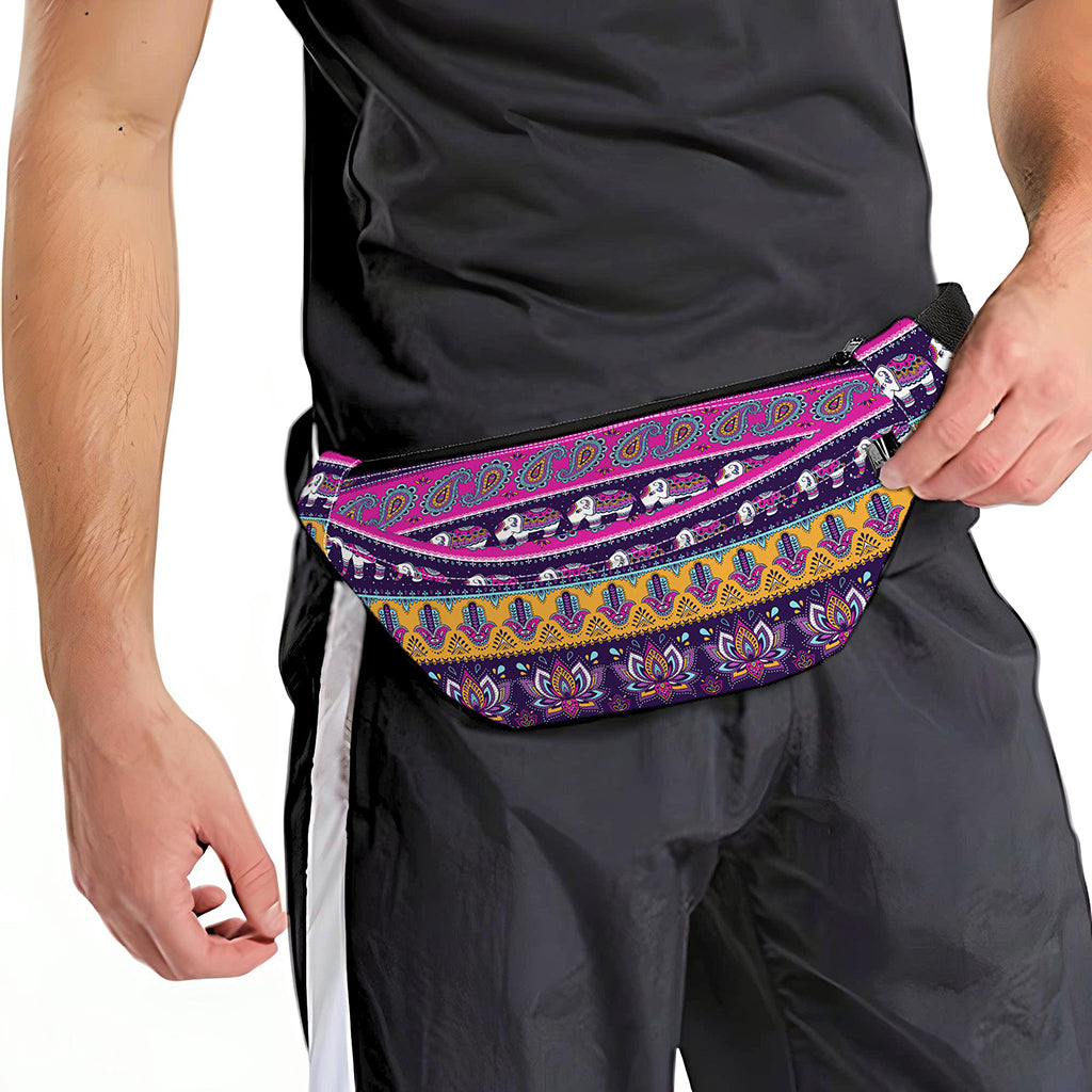 Paisley Elephant Hamsa Pattern Print Fanny Pack