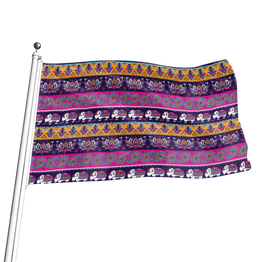 Paisley Elephant Hamsa Pattern Print Flag