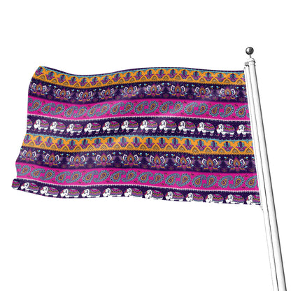 Paisley Elephant Hamsa Pattern Print Flag