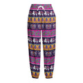 Paisley Elephant Hamsa Pattern Print Fleece Lined Knit Pants