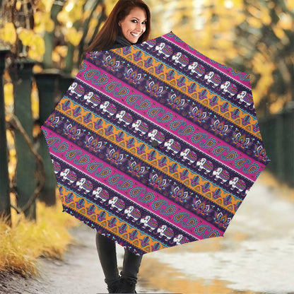 Paisley Elephant Hamsa Pattern Print Foldable Umbrella