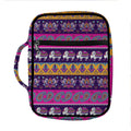 Paisley Elephant Hamsa Pattern Print Front Pocket Bible Bag