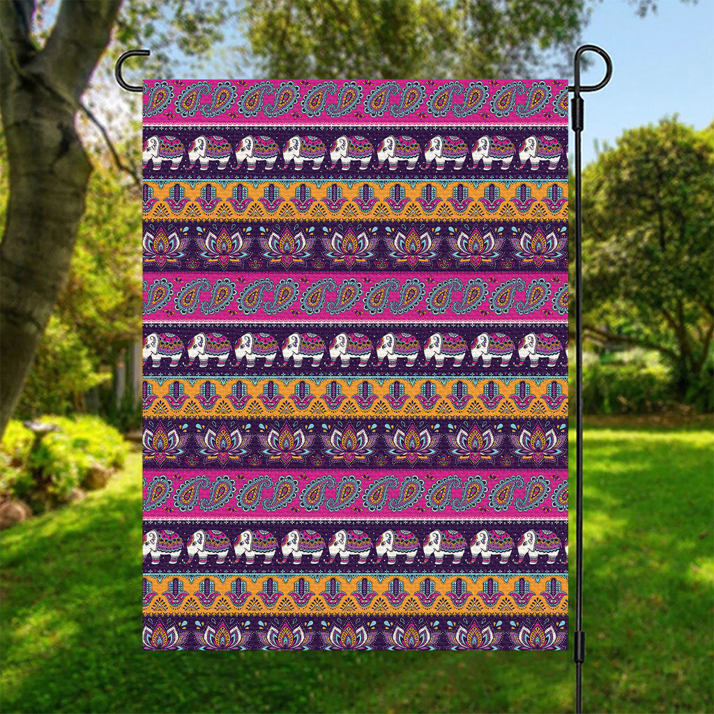 Paisley Elephant Hamsa Pattern Print Garden Flag