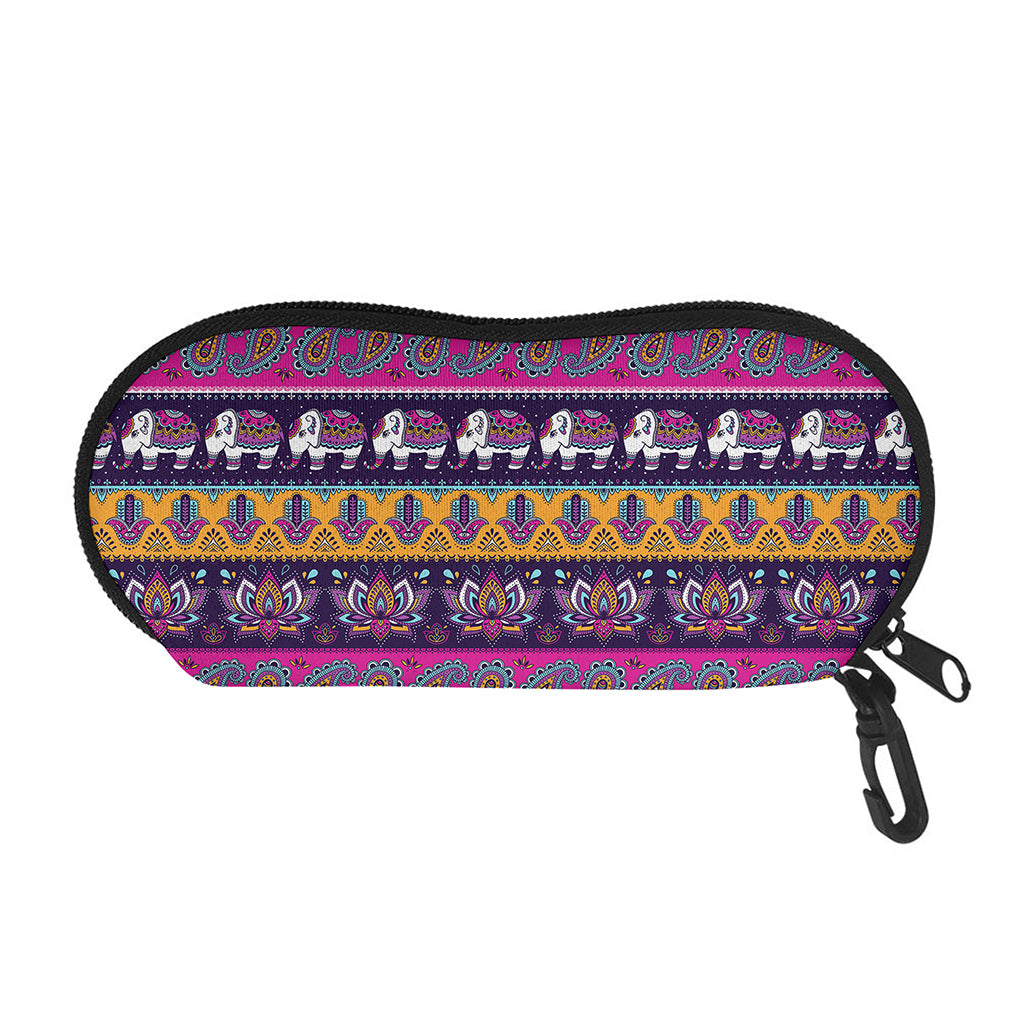 Paisley Elephant Hamsa Pattern Print Glasses Case