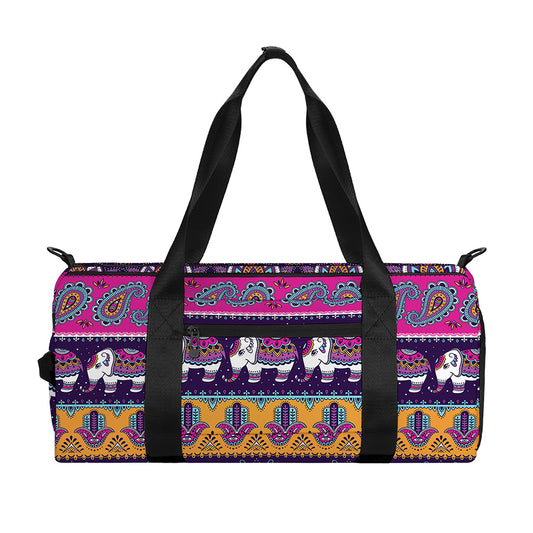 Paisley Elephant Hamsa Pattern Print Gym Bag