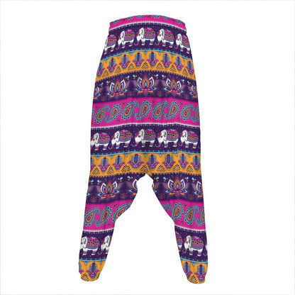 Paisley Elephant Hamsa Pattern Print Hammer Pants