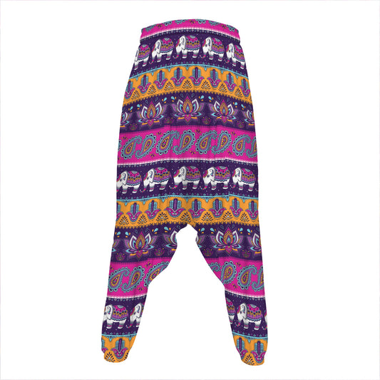 Paisley Elephant Hamsa Pattern Print Hammer Pants