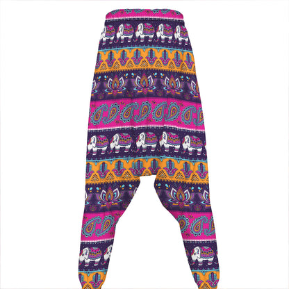 Paisley Elephant Hamsa Pattern Print Hammer Pants