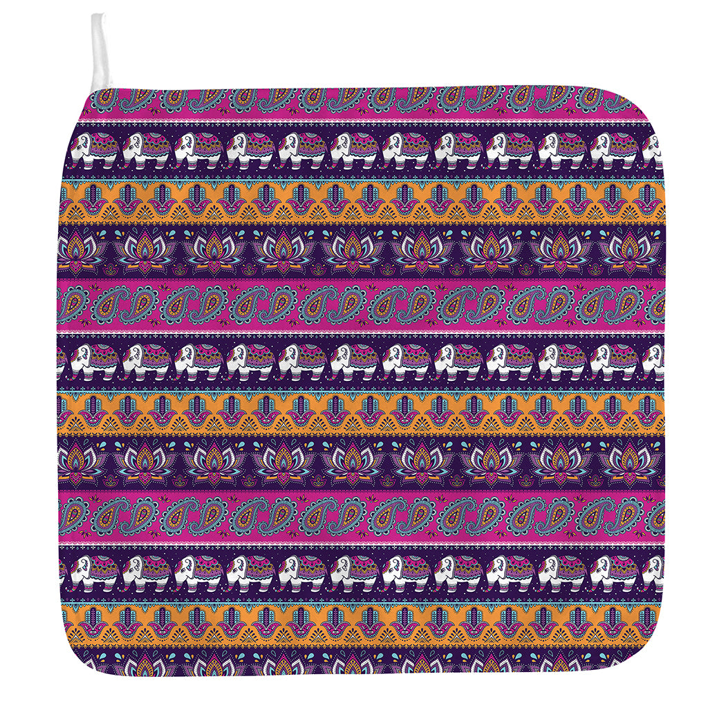 Paisley Elephant Hamsa Pattern Print Hand Towel