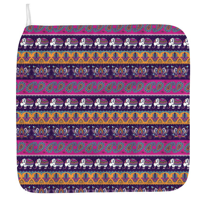 Paisley Elephant Hamsa Pattern Print Hand Towel