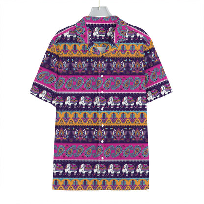 Paisley Elephant Hamsa Pattern Print Hawaiian Shirt