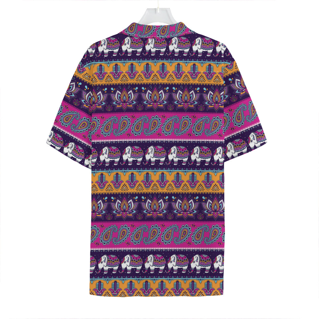 Paisley Elephant Hamsa Pattern Print Hawaiian Shirt