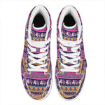 Paisley Elephant Hamsa Pattern Print High Top Leather Sneakers