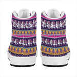 Paisley Elephant Hamsa Pattern Print High Top Leather Sneakers