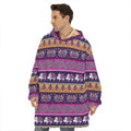 Paisley Elephant Hamsa Pattern Print Hoodie Blanket