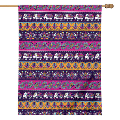 Paisley Elephant Hamsa Pattern Print House Flag