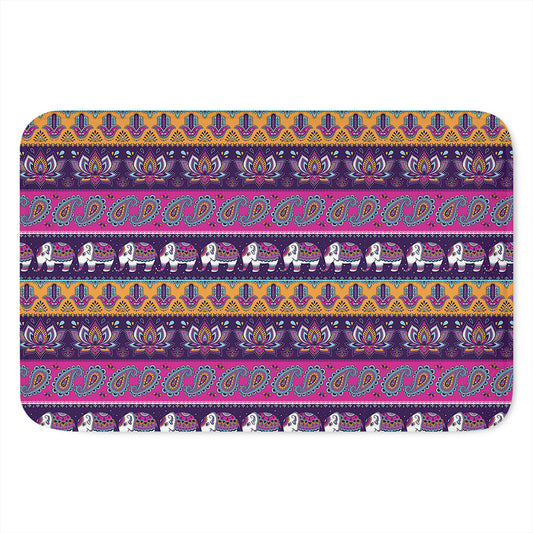 Paisley Elephant Hamsa Pattern Print Indoor Door Mat