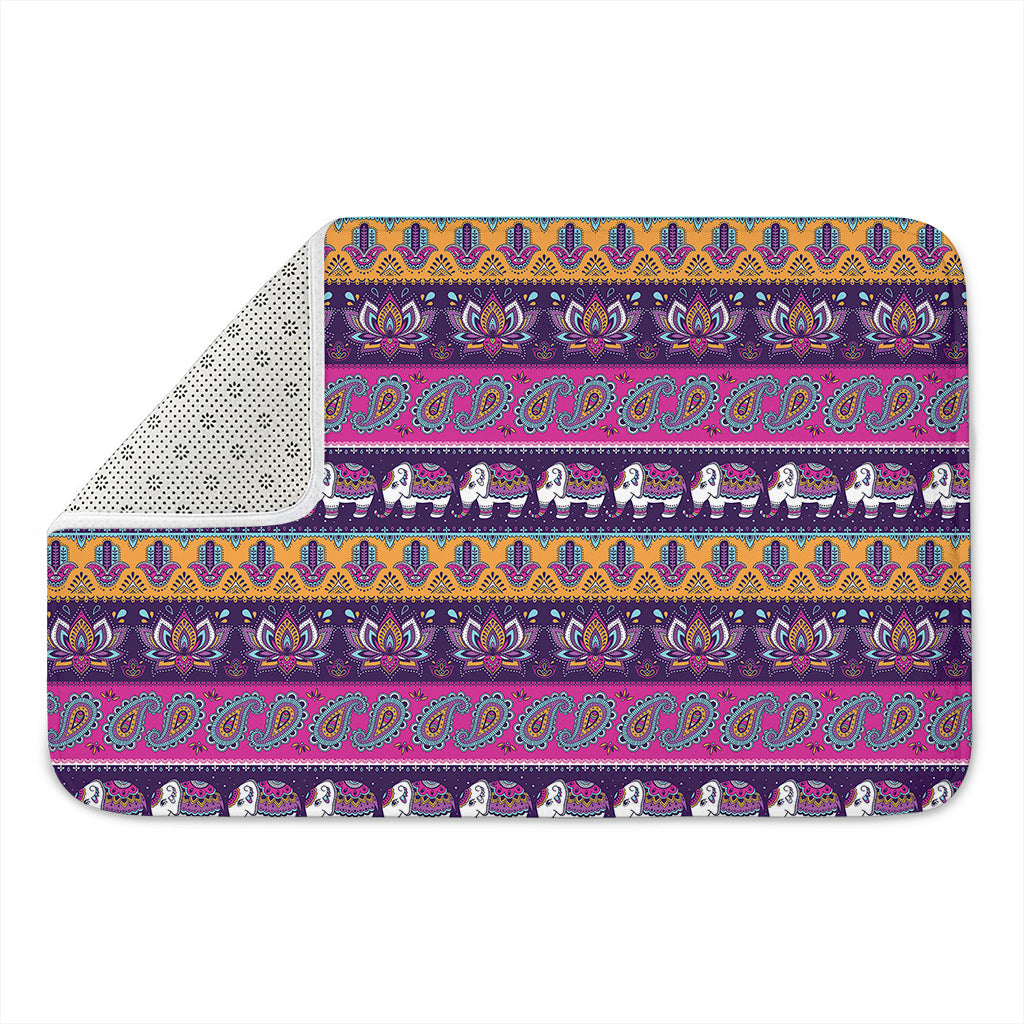 Paisley Elephant Hamsa Pattern Print Indoor Door Mat